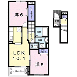 リヴェール土入1 2LDKの間取図画像