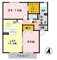 プロヴァンス2 2LDKの間取図画像