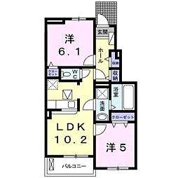 サンハイムサコ 2LDKの間取図画像