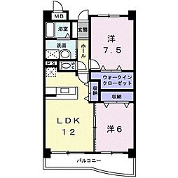 アズゥール 2LDKの間取図画像