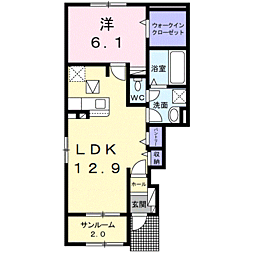 ジェラート 1LDKの間取図画像