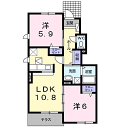 リジェール2 2LDKの間取図画像