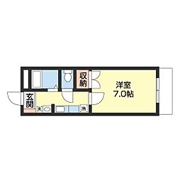 プリムローズ1 1Kの間取図画像