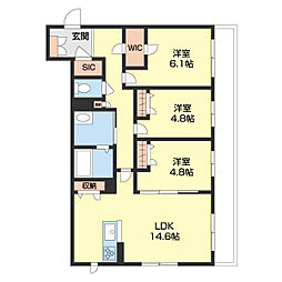 BEREO広瀬 3LDKの間取図画像