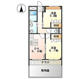 ガーデンビレッジpart2 2DKの間取図画像