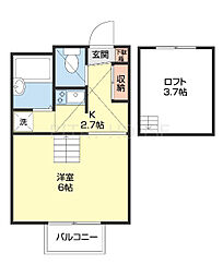 レオパレス田尻1 1Kの間取図画像
