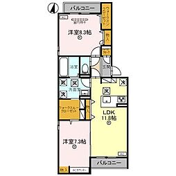 D-ROOM和歌山黒田 2LDKの間取図画像