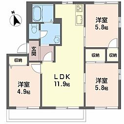 フレグランス今福B 3LDKの間取図画像