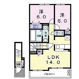 サンベル1 2LDKの間取図画像