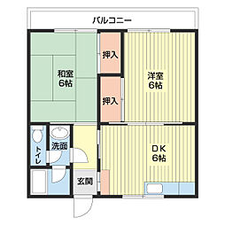 サンバース 2DKの間取図画像