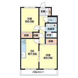マンショングリム 2DKの間取図画像