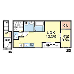 Solis北新 1LDKの間取図画像