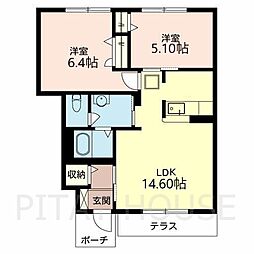ディアスD 2LDKの間取図画像