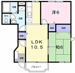 エトワール明石2 2LDKの間取図画像