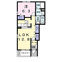 ミアマーユB 1LDKの間取図画像