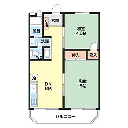 紀の川コーポ 2DKの間取図画像