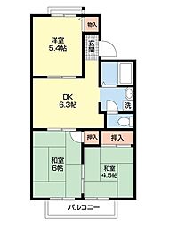 オディールコヤ 3DKの間取図画像
