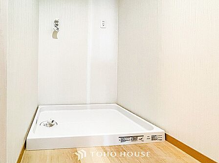 清潔感のあるカラーで統一されたランドリースペース。気持ちの良い空間で家事もはかどります。