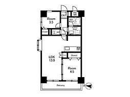 扶桑ハイツ南太田 2LDKの間取図画像