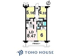 朝日シティパリオ鶴見岸谷 3LDKの間取図画像