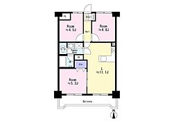 ホーユウパレス衣笠公園 3LDKの間取図画像