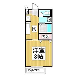 サープラスマロニエ 2階1Kの間取り