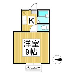 コーポMSY 1階1Kの間取り