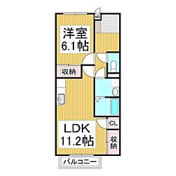 メゾンドフルール 1階1LDKの間取り