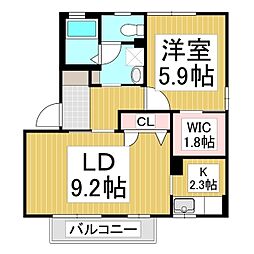 メゾンルミエール　A棟 1階1LDKの間取り
