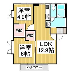 パストラルハイム　Ｂ棟 1階2LDKの間取り
