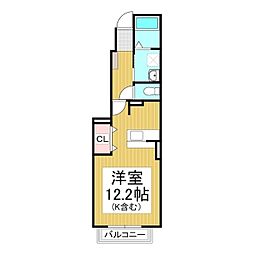 サンタクルス　Ｂ棟 1階ワンルームの間取り