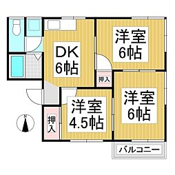アトゥレ若葉I 2階3DKの間取り