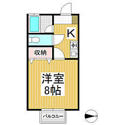パインブリッジ 1階1Kの間取り