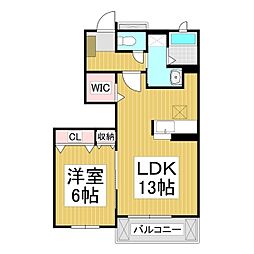 メゾン・アルモニー　Ａ棟 1階1LDKの間取り