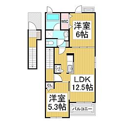 ソラーナ 2階2LDKの間取り