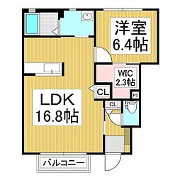 クラヴィエMIYA　A棟 1階1LDKの間取り