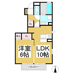 サンガーデン中央館 1階1LDKの間取り