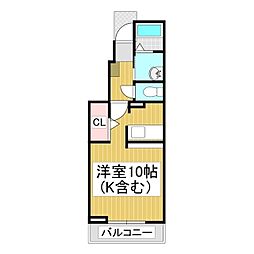 イデアール・ベルデ 1階ワンルームの間取り