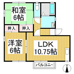 ラズベリーハウスヤマハ 2LDKの間取図画像
