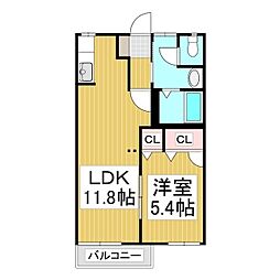 グリーンフォーレストA 1LDKの間取図画像