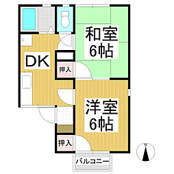 コーポさわやか 2DKの間取図画像