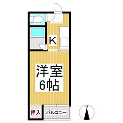 ハイツ山崎 1Kの間取図画像