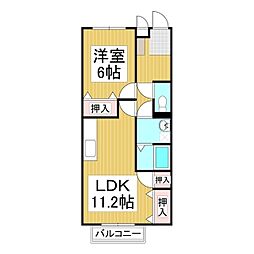 サプリング上山田A 1LDKの間取図画像