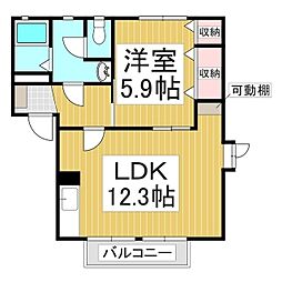 フレッシュタウンN.G3 1LDKの間取図画像