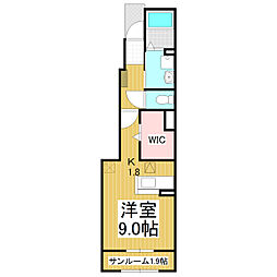 シャルール 1Kの間取図画像