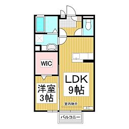 ラヴリィ・パートナーB 1LDKの間取図画像
