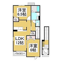 カーサ・レオノール 2LDKの間取図画像