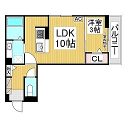 J-Room妃 VII番館 屋代駅前 1LDKの間取図画像