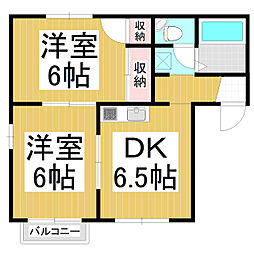 エクセル裾花B 2DKの間取図画像