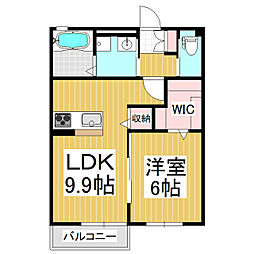 アーバン五明　Ｃ棟 2階1LDKの間取り